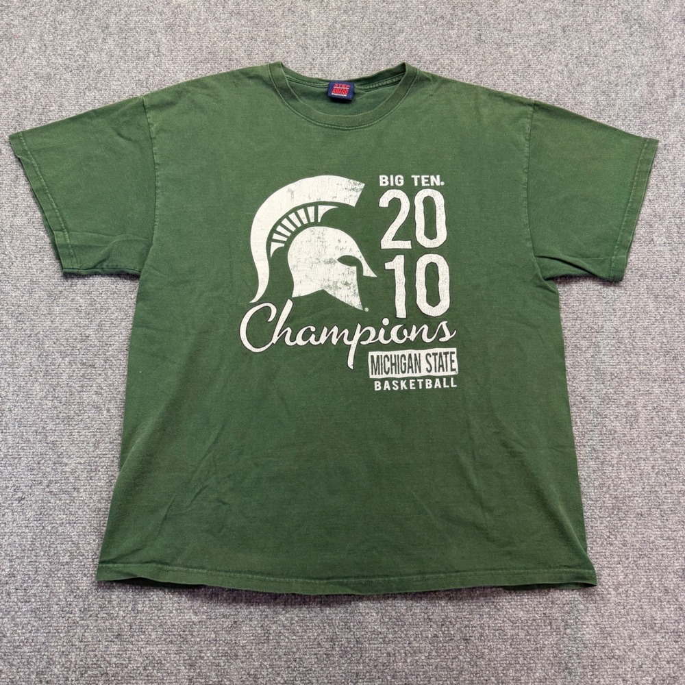 Vintage Michigan‎ State MSU Big Ten 2010 Basketball Champions T-Shirt XL 90s